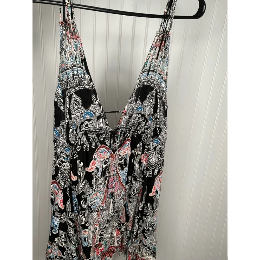 Women's Free People Me to You Printed Dress Size L Black Multicolor